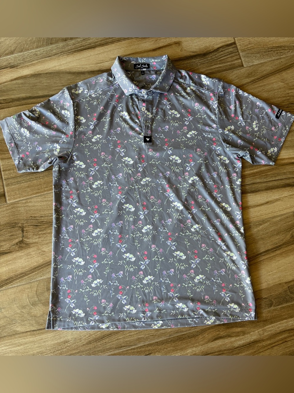 Bad Birdie Gray Floral Men's Polo Shirt